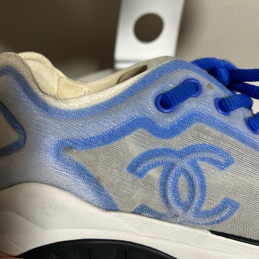 Chanel White & Blue Sneakers - Picture 3 of 7